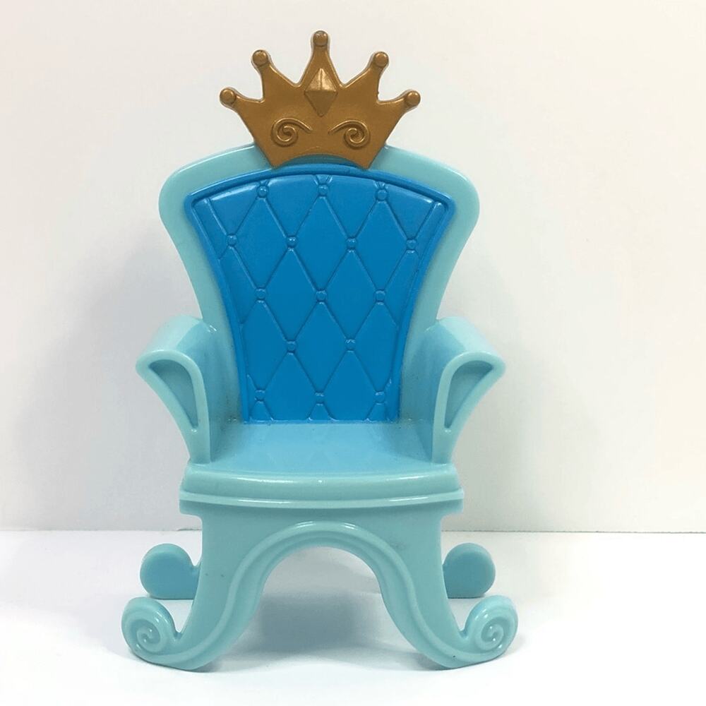 Blue‎ Dollhouse Throne Chair Gold Crown Princess Miniature Furniture Accessory
